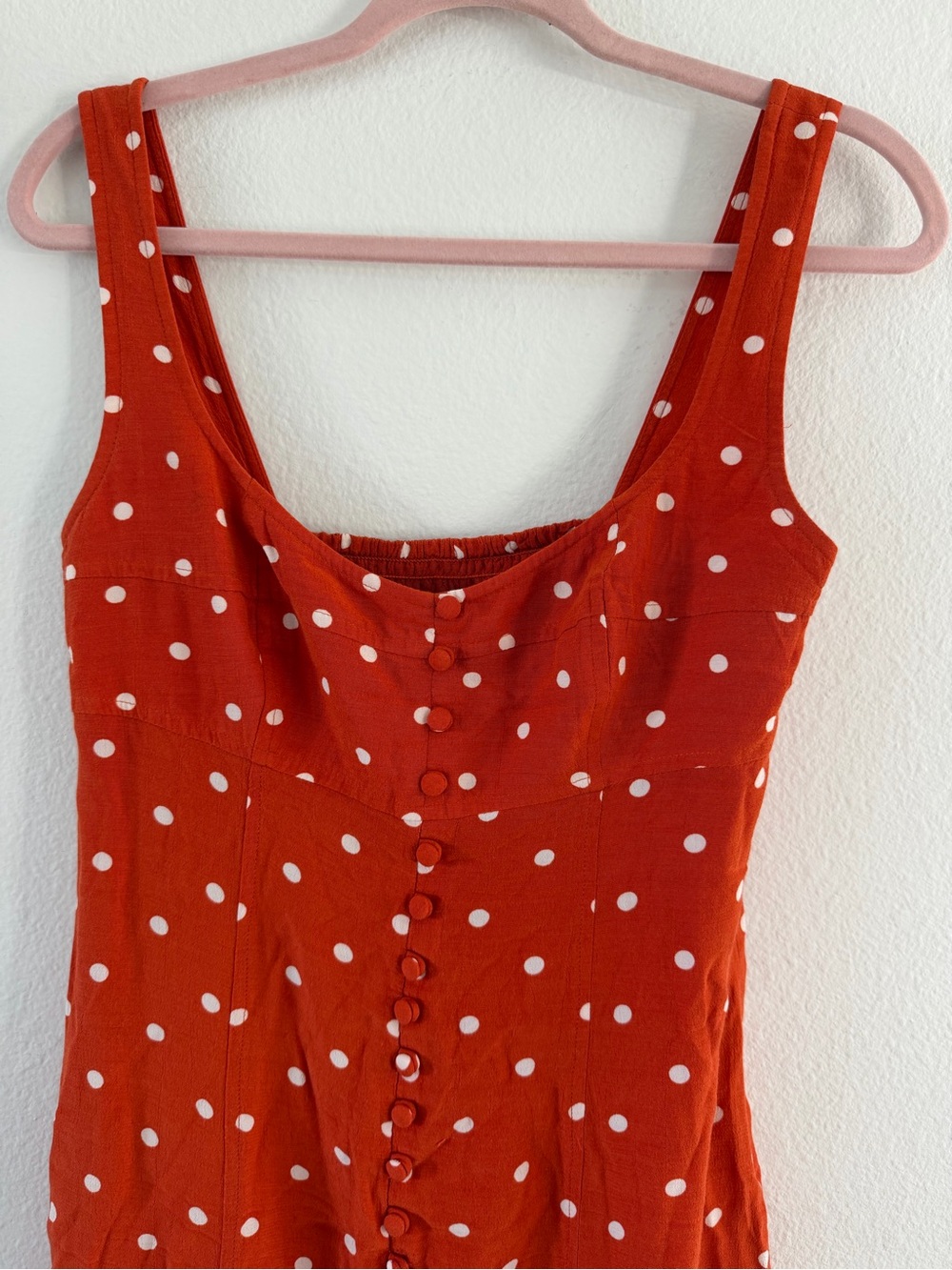 Maeve Anthropologie Orange Polka Dot Midi Dress with Front Slit Size 2 - Picture 4 of 7